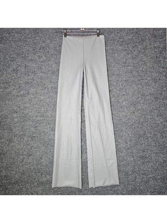 SKIMS Pants - NWT SKIMS Faux Leather Boot Cut Pants sz Small S Cement Mid Rise Stretch FLAW